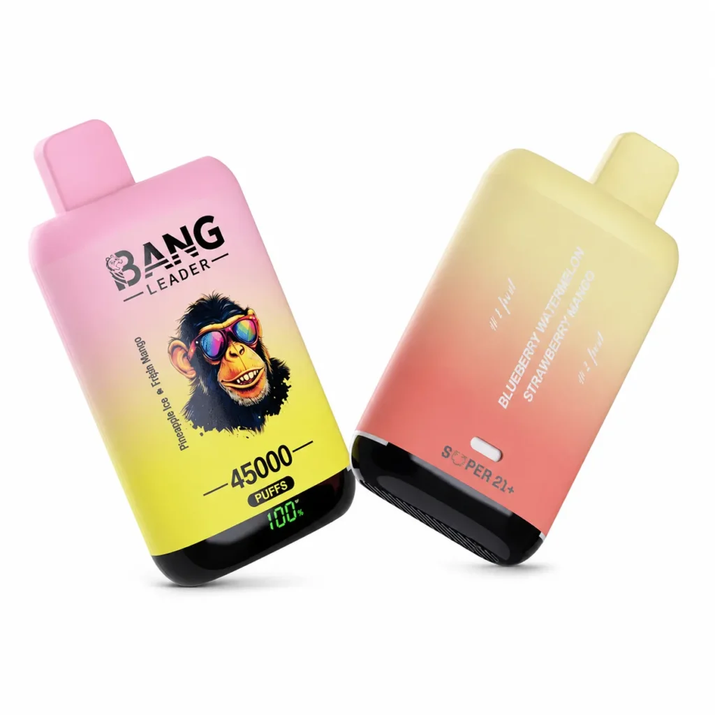 Bang Leader 45000 45K Züge 2% 3% 5% Nikotin Doppelgeschmack LED-Display Einweg-E-Zigarette – 3er-Box