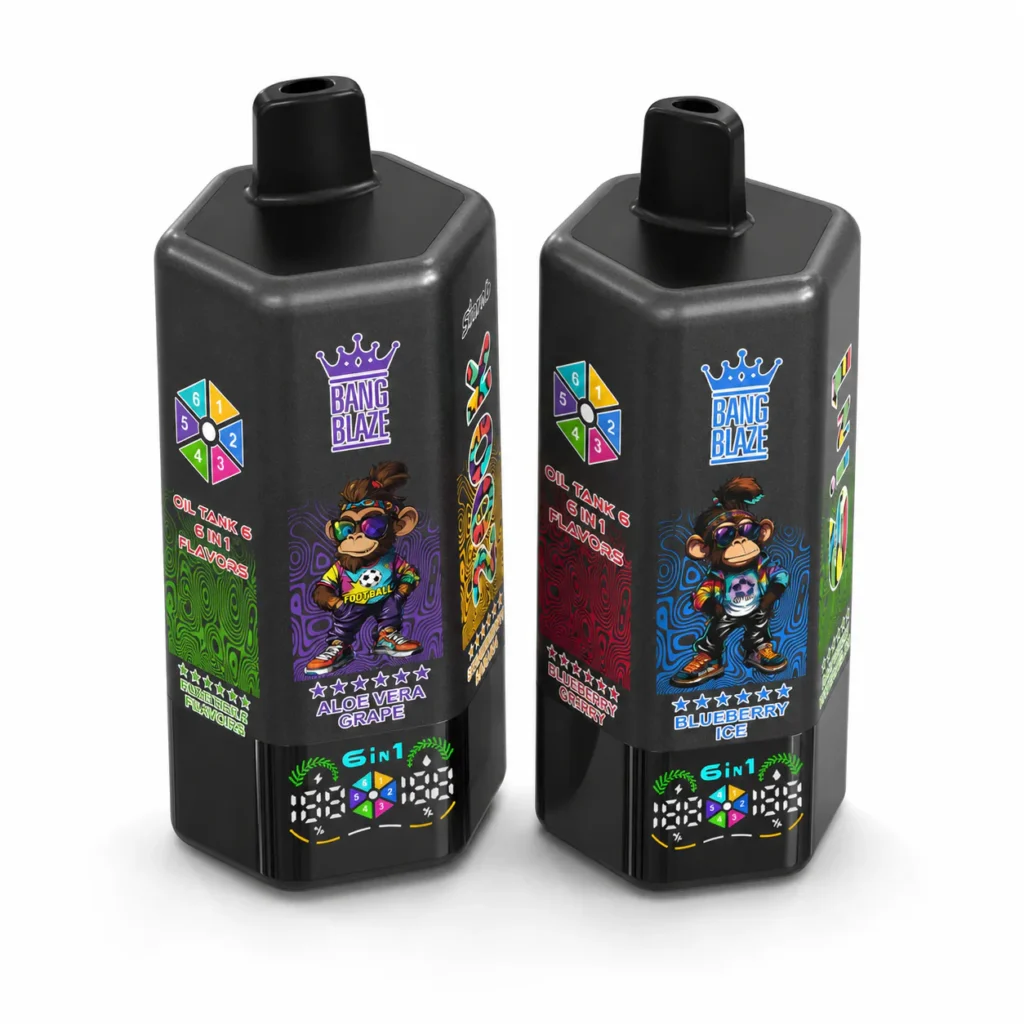 Bang Blaze 200K Züge 6-in-1 Aromen & 6 Liquid-Tanks wiederaufladbar LCD-Display Einweg-E-Zigarette