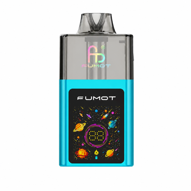 FUMOT Vivo Pod 50K mit transparentem Tank und Display auf reinweißem Hintergrund
