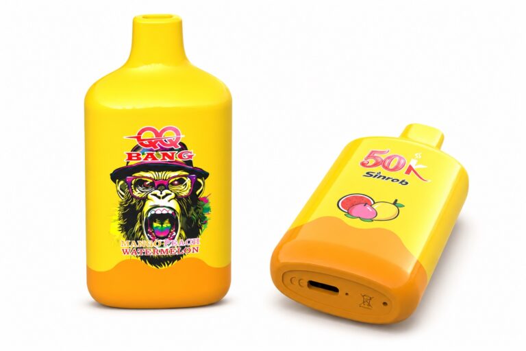 QQ BANG 50000 Mango Peach Watermelon in zwei Ansichten auf weißem Hintergrund