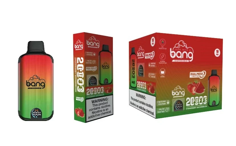 BANG 20K Smart Screen Strawberry Watermelon Geschmacks- und Verpackungsansicht auf weißem Hintergrund