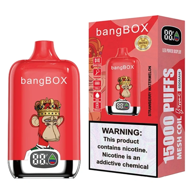 BANG BOX 15K Smart Screen Strawberry Watermelon Produktansicht auf weißem Hintergrund