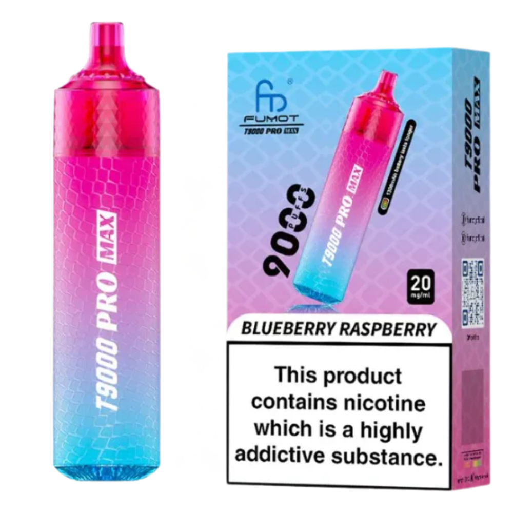 FUMOT T9000 Pro Max Blueberry Raspberry auf weißem Hintergrund