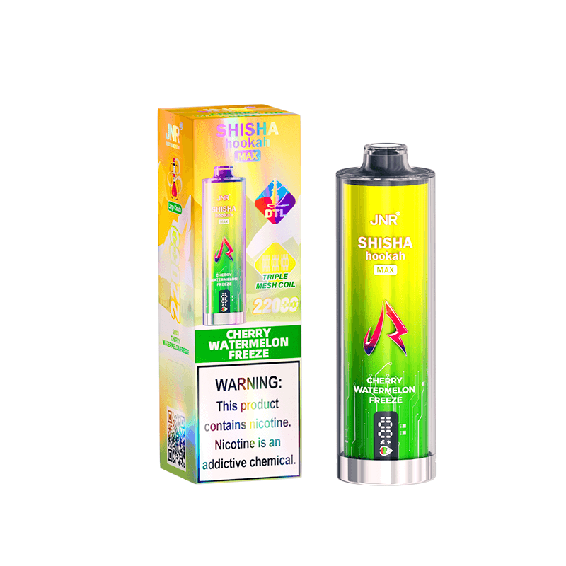 JNR Shisha Hookah Max 22K Cherry Watermelon Freeze auf weißem Hintergrund