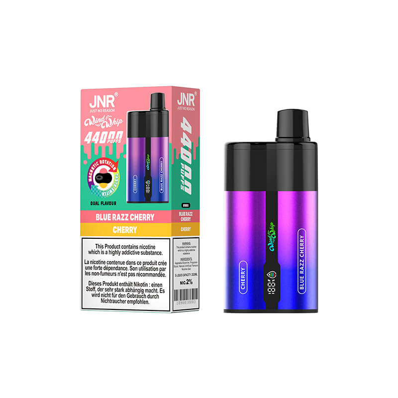 JNR WindWhip 44K Blue Razz Cherry Cherry auf weißem Hintergrund