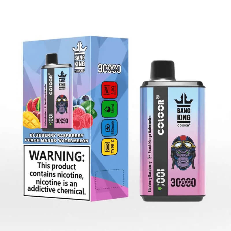 BANG KING 30K mit Doppelgeschmack – Blaubeere-Himbeere und Pfirsich-Mango-Wassermelone