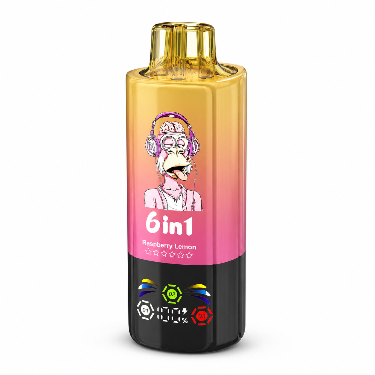 BANG Leader 110K 6-in-1 in Gold und Pink mit Anzeige auf reinweißem Hintergrund