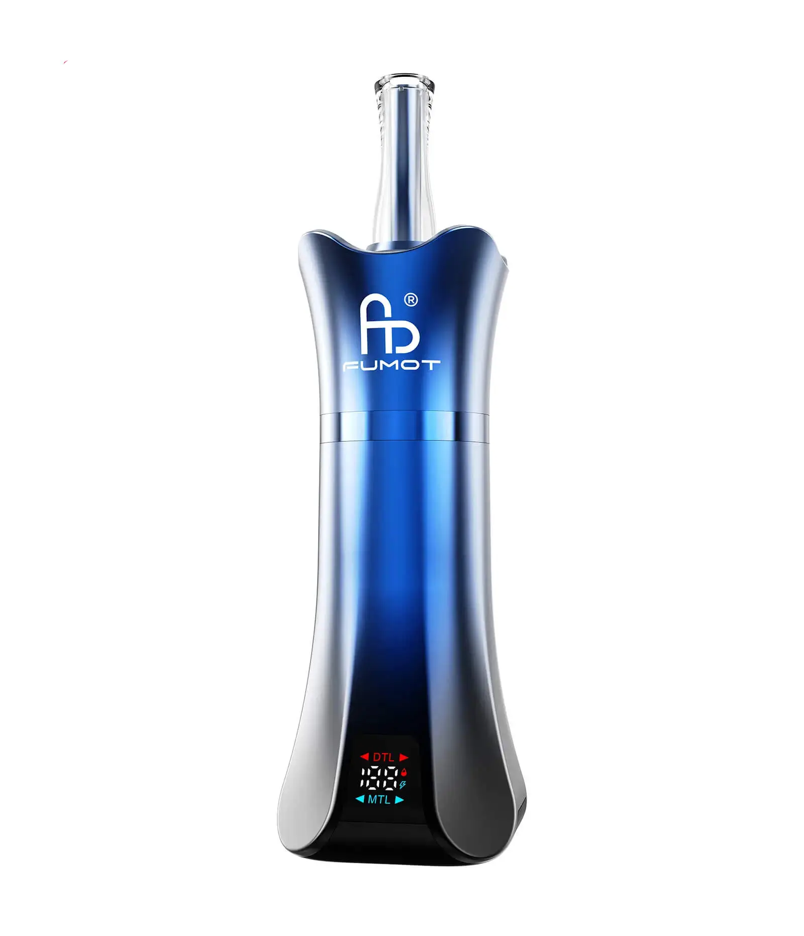 FUMOT Throne 70K Shisha in Blau und Silber auf weißem Hintergrund