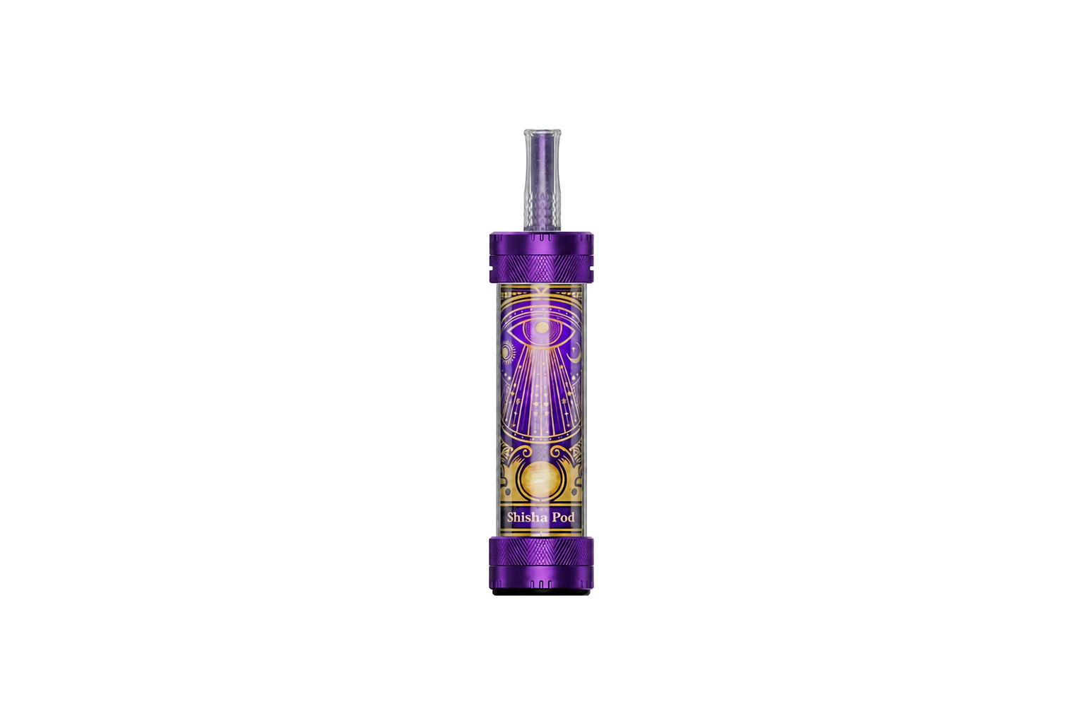 FUMOT Shisha Pod in Violett und Gold auf reinweißem Hintergrund